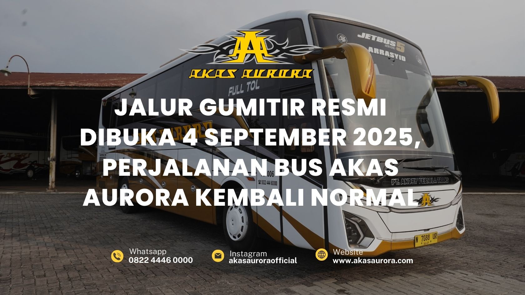 Jalur Gumitir Resmi Dibuka 4 September 2025, Perjalanan Bus AKAS Aurora Kembali Normal