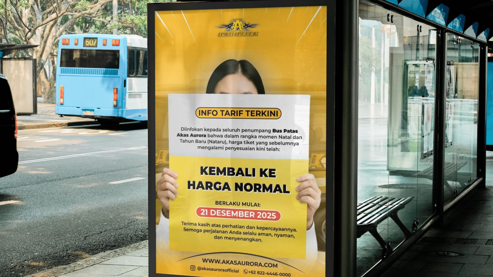 Tarif Bus Patas AKAS Aurora Resmi Kembali ke Harga Normal